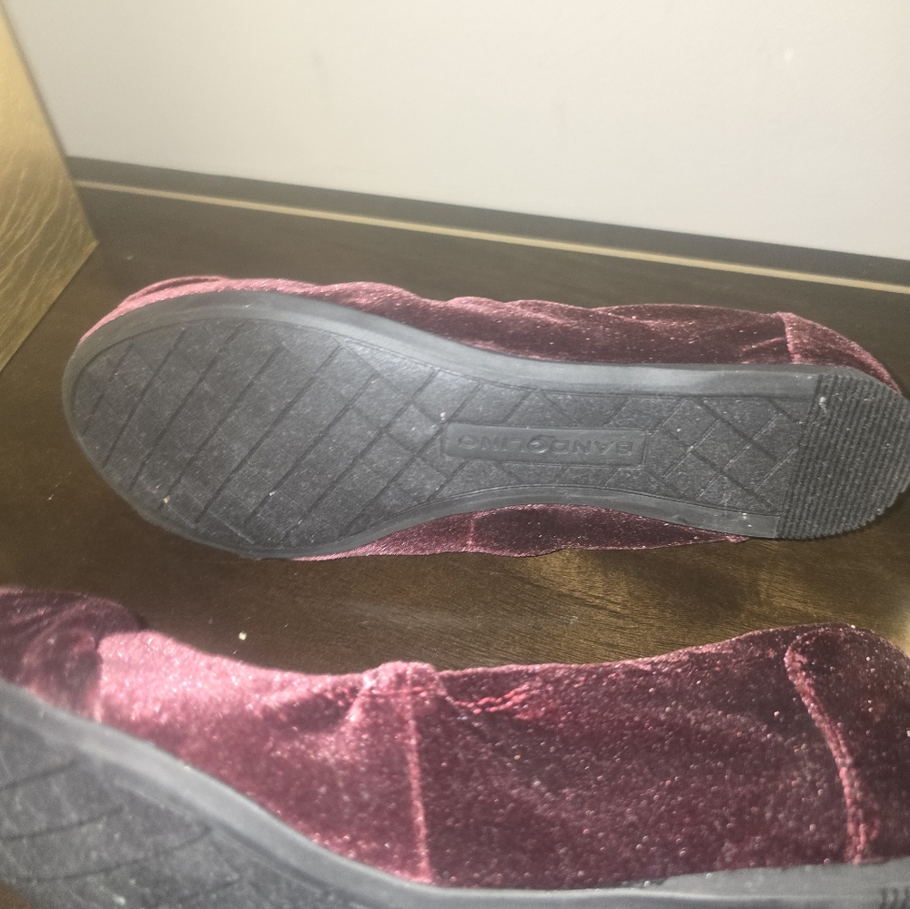 ALEXIKA VELVET BALLET FLATS WITH BOW BURGUNDY BY BALDOLINO never-worn - Picture 2 of 5